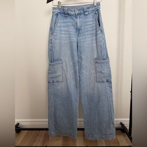 American Eagle Outfitters Light Blue Flare Cargo Jeans